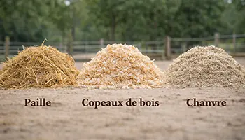 litière cheval paille copeaux chanvre box