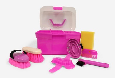 Boîte de pansage Decathlon pour un pansage élémentaire.