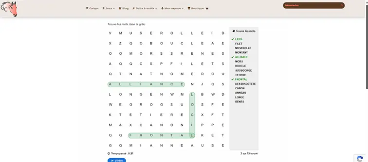 mots-caches slide & drop de galop connaissances