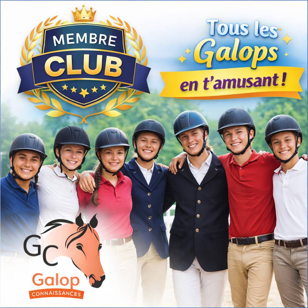 Abonnement Membre Club Galop Connaissances donnant accès à tous les galops et contenus d’équitation en ligne