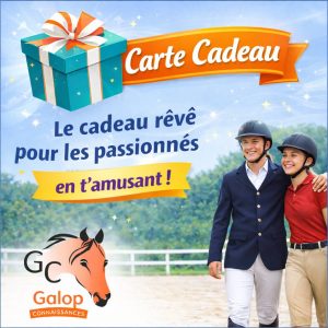 Carte cadeau équitation Galop Connaissances valable sur tous les quiz et abonnements du site